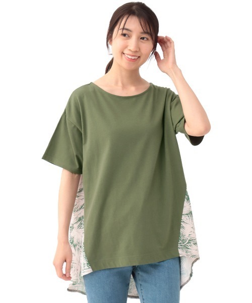 チチカカ(チチカカ)の「リーフプリントコンビ プルオーバー(Tシャツ/カットソー・レディース・ブラック/カーキ・FREE)」の9枚目の写真