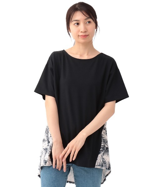 チチカカ(チチカカ)の「リーフプリントコンビ プルオーバー(Tシャツ/カットソー・レディース・ブラック/カーキ・FREE)」の8枚目の写真
