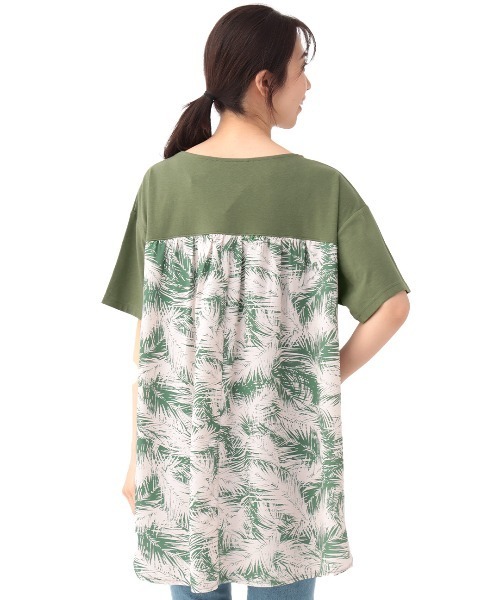 チチカカ(チチカカ)の「リーフプリントコンビ プルオーバー(Tシャツ/カットソー・レディース・ブラック/カーキ・FREE)」の12枚目の写真
