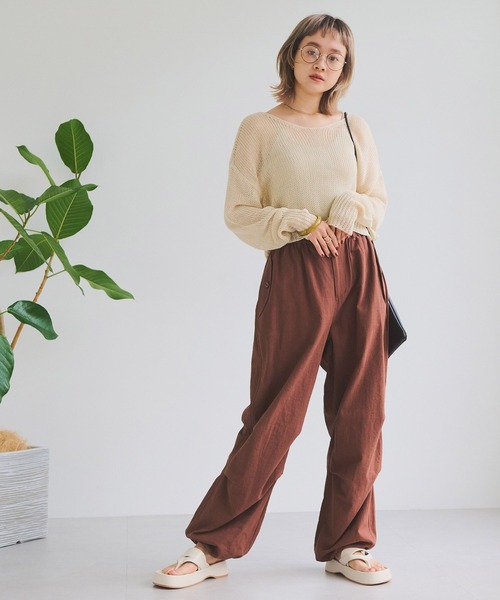 Crisp(クリスプ)の「ナチュラルパラシュートパンツ(カーゴパンツ・レディース・ブラウン/ホワイト・FREE)」の10枚目の写真