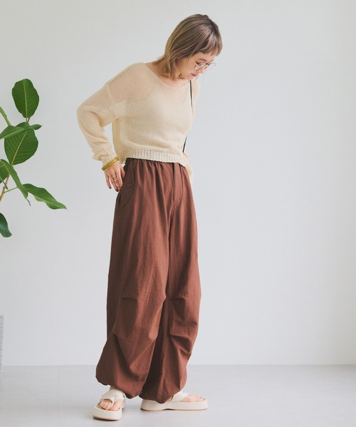 Crisp(クリスプ)の「ナチュラルパラシュートパンツ(カーゴパンツ・レディース・ブラウン/ホワイト・FREE)」の14枚目の写真