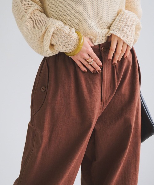 Crisp(クリスプ)の「ナチュラルパラシュートパンツ(カーゴパンツ・レディース・ブラウン/ホワイト・FREE)」の18枚目の写真