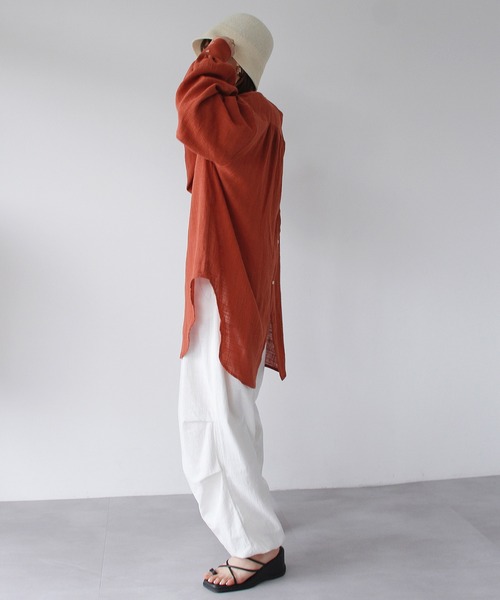 Crisp(クリスプ)の「ナチュラルパラシュートパンツ(カーゴパンツ・レディース・ブラウン/ホワイト・FREE)」の9枚目の写真