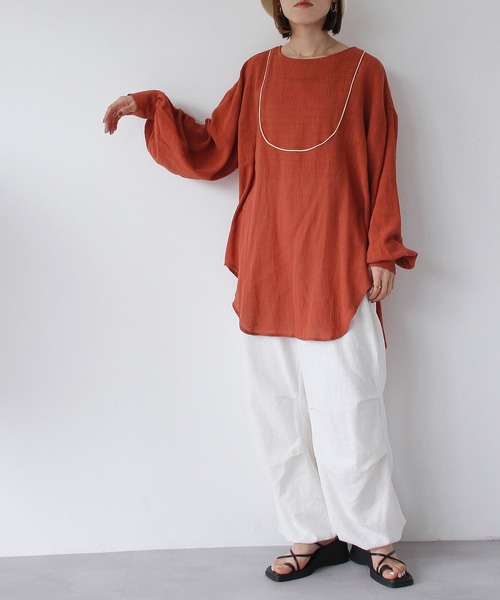 Crisp(クリスプ)の「ナチュラルパラシュートパンツ(カーゴパンツ・レディース・ブラウン/ホワイト・FREE)」の8枚目の写真