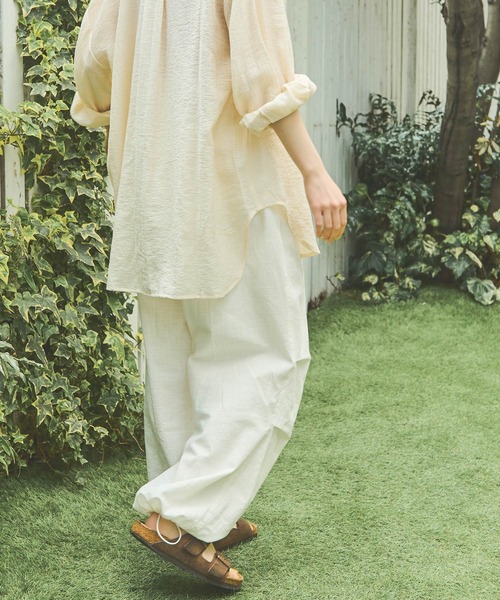 Crisp(クリスプ)の「ナチュラルパラシュートパンツ(カーゴパンツ・レディース・ブラウン/ホワイト・FREE)」の5枚目の写真