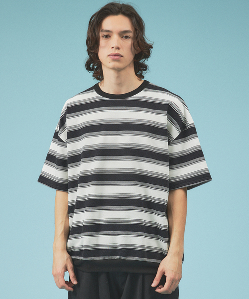 マルチボーダースウェット半袖シャツ / 6分袖/ ユニセックス（Tシャツ/カットソー）｜Revo.（レボ）