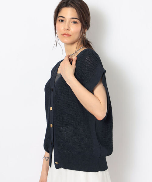 NOLLEY’S（ノーリーズ）の「《手洗い可能》ウォッシャブルペーパーヤーン前後2WAYベスト（ベスト・レディース・ネイビー/キャメル/ホワイト・FREE）」の4枚目の写真