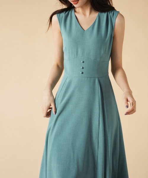 SAISON DE PAPILLON（セゾンドパピヨン）の「Vネックフレアロング丈ワンピース（ワンピース・レディース・ブルーグリーン/ブラック/ラベンダー/ピンク/ベージュ・S/L/M）」の11枚目の写真