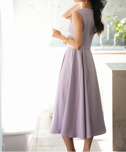 【日本未入荷】2色 半袖 Vネック フレア ロング丈 ワンピース SAISON DE PAPILLON｜Vネックフレアロング丈ワンピース