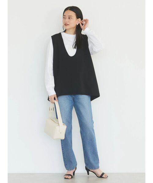 AMERICAN HOLIC（アメリカンホリック）の「Uネックポンチベスト（ベスト・レディース・ブラック/グレイッシュベージュ・L/M）」の7枚目の写真