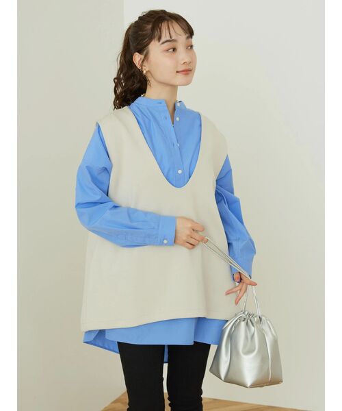 AMERICAN HOLIC（アメリカンホリック）の「Uネックポンチベスト（ベスト・レディース・ブラック/グレイッシュベージュ・L/M）」の9枚目の写真