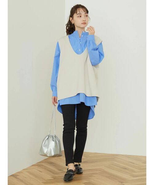 AMERICAN HOLIC（アメリカンホリック）の「Uネックポンチベスト（ベスト・レディース・ブラック/グレイッシュベージュ・L/M）」の12枚目の写真