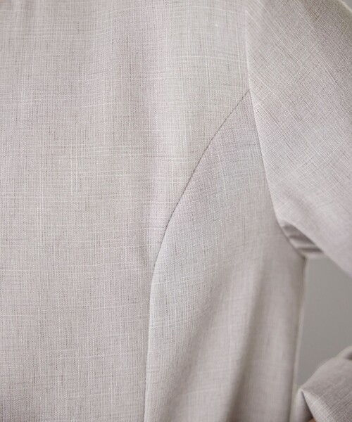 【新色追加・洗える】麻調薄地キーネックジャケット（ノーカラージャケット）｜Tiaclasse（ティアクラッセ）