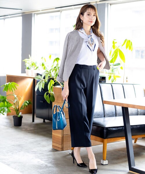 【新色追加・洗える】麻調薄地キーネックジャケット（ノーカラージャケット）｜Tiaclasse（ティアクラッセ）