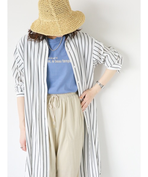 Samansa Mos2 blue（サマンサモスモスブルー）の「ライン入りペーパーハット（ハット・レディース・ベージュ/ブラウン/キャメル・ﾌﾘ-）」の5枚目の写真