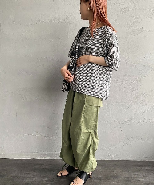 ORCIVAL/オーシバル] ボートネック リネンチェックシャツ