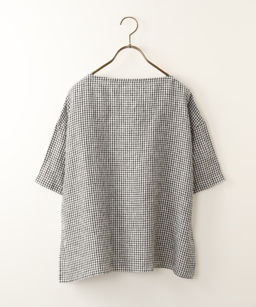 ORCIVAL/オーシバル] ボートネック リネンチェックシャツ