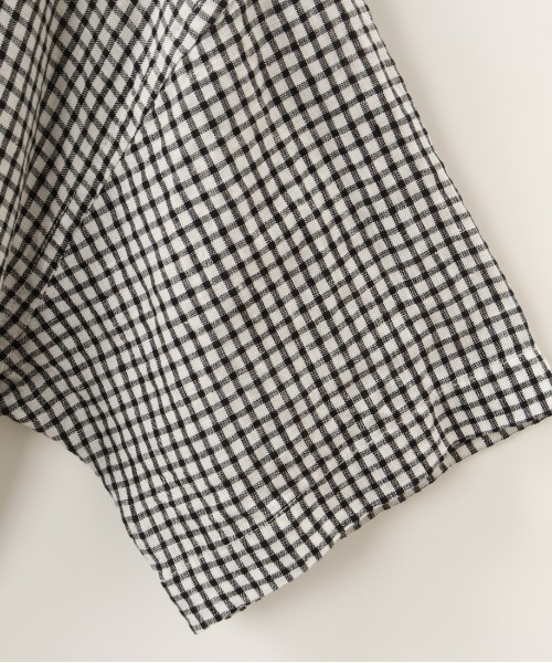 美品　オーシバル　orcival 麻100% チェック　ブラウス ORCIVAL］リネンフレンチスリーブチェックブラウス／オーシバル