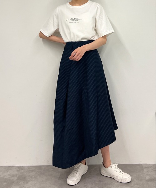 Olu.(オルドット)の「アシンメトリーストライプスカート(スカート・レディース・グレー/ベージュ/ネイビー・FREE)」の16枚目の写真