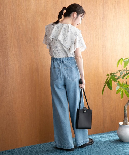 VIS（ビス）の「【防シワ・洗える】【2WAY】ラッフルフリル半袖ブラウス（シャツ/ブラウス・レディース・ホワイト系その他/グリーン系その他/ネイビー・FREE）」の21枚目の写真