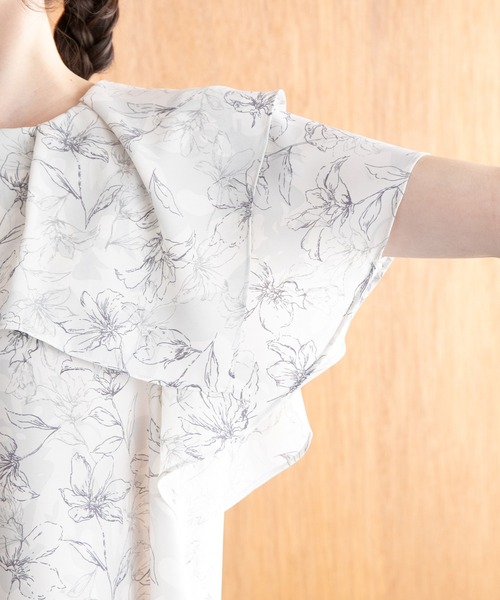 VIS（ビス）の「【防シワ・洗える】【2WAY】ラッフルフリル半袖ブラウス（シャツ/ブラウス・レディース・ホワイト系その他/グリーン系その他/ネイビー・FREE）」の7枚目の写真