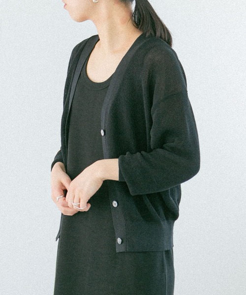 FORK&SPOON（フォークアンドスプーン）の「『吸水速乾』『抗菌』『防臭』FORK&SPOON　ペーパーニットカーディガン（カーディガン/ボレロ・レディース・ブラック/ライトベージュ・1）」の14枚目の写真