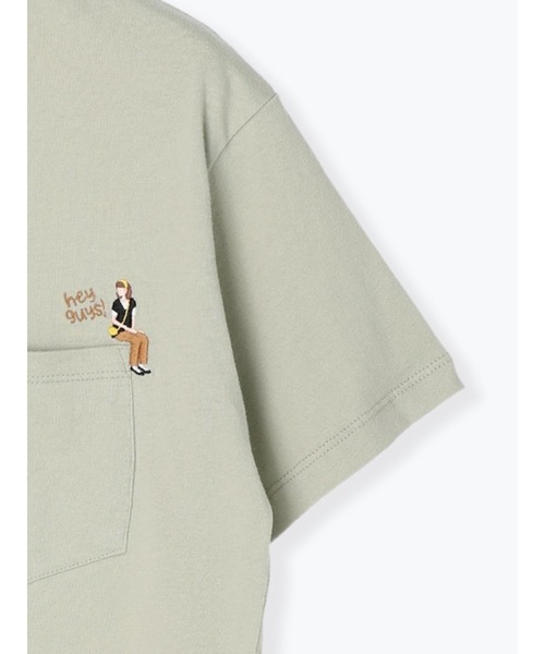 Lugnoncure（ルノンキュール）の「ポケット女の子刺繍Tシャツ（Tシャツ/カットソー・レディース・オフホワイト/ミント/チャコールグレー・F）」の9枚目の写真