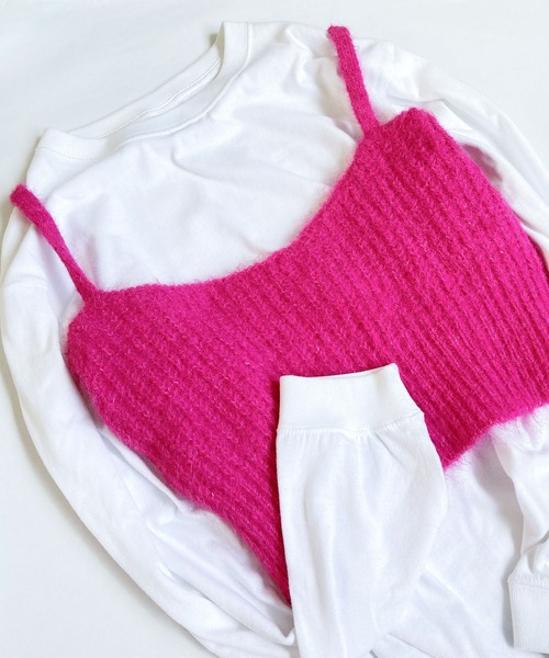 I am I in fact...(アイアムアイインファクト)の「HAIRY ニットブラキャミ(キャミソール・レディース・パープル/ピンク/イエロー/ブラック・FREE)」の5枚目の写真