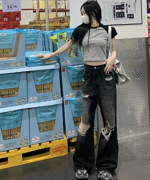 A'GEM/9 × .kom『.kom/ドットケーオーエム』 ダメージフレアデニム