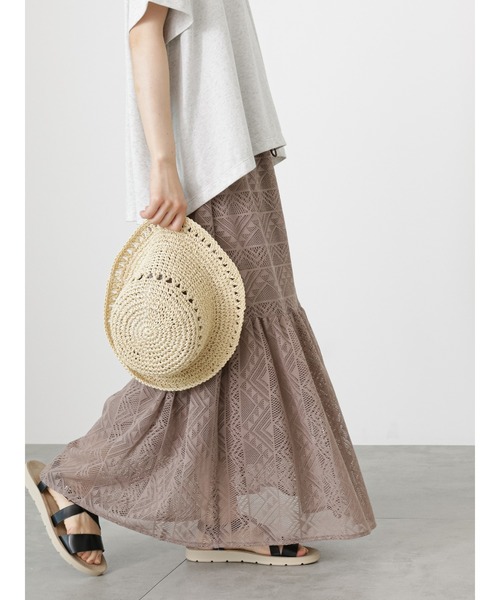 Samansa Mos2 blue（サマンサモスモスブルー）の「レースティアードスカート（スカート・レディース・ブラック/モカ/キナリ・F）」の3枚目の写真