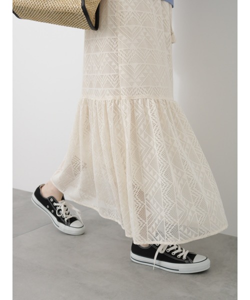 Samansa Mos2 blue（サマンサモスモスブルー）の「レースティアードスカート（スカート・レディース・ブラック/モカ/キナリ・F）」の5枚目の写真