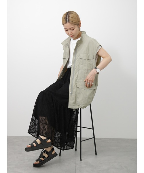 Samansa Mos2 blue（サマンサモスモスブルー）の「レースティアードスカート（スカート・レディース・ブラック/モカ/キナリ・F）」の7枚目の写真