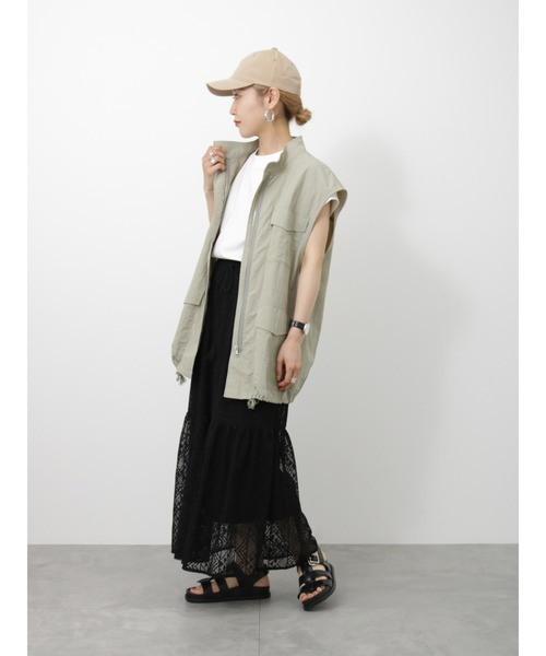 Samansa Mos2 blue（サマンサモスモスブルー）の「レースティアードスカート（スカート・レディース・ブラック/モカ/キナリ・F）」の8枚目の写真