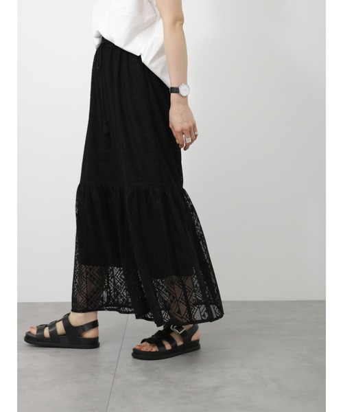 Samansa Mos2 blue（サマンサモスモスブルー）の「レースティアードスカート（スカート・レディース・ブラック/モカ/キナリ・F）」の9枚目の写真