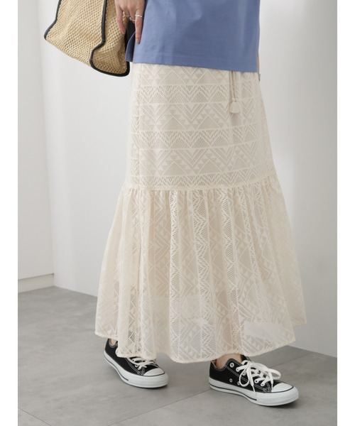 Samansa Mos2 blue（サマンサモスモスブルー）の「レースティアードスカート（スカート・レディース・ブラック/モカ/キナリ・F）」の14枚目の写真