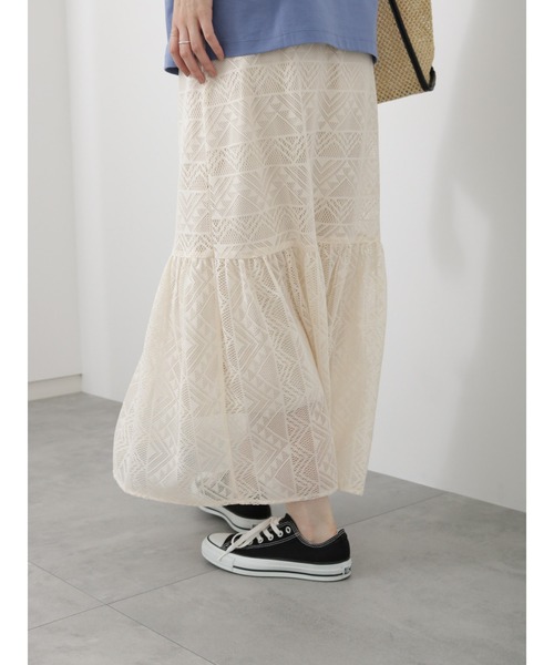 Samansa Mos2 blue（サマンサモスモスブルー）の「レースティアードスカート（スカート・レディース・ブラック/モカ/キナリ・F）」の15枚目の写真