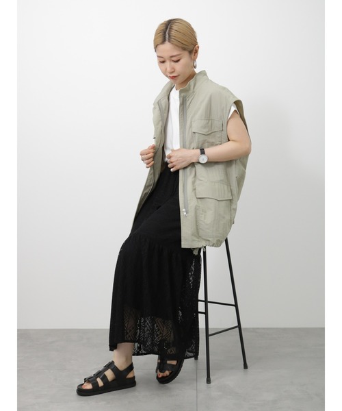 Samansa Mos2 blue（サマンサモスモスブルー）の「レースティアードスカート（スカート・レディース・ブラック/モカ/キナリ・F）」の17枚目の写真