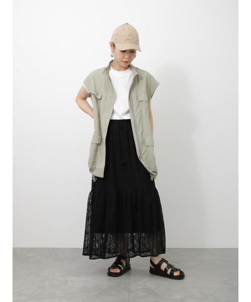 Samansa Mos2 blue（サマンサモスモスブルー）の「レースティアードスカート（スカート・レディース・ブラック/モカ/キナリ・F）」の21枚目の写真
