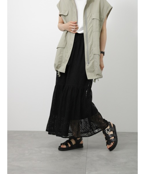 Samansa Mos2 blue（サマンサモスモスブルー）の「レースティアードスカート（スカート・レディース・ブラック/モカ/キナリ・F）」の22枚目の写真
