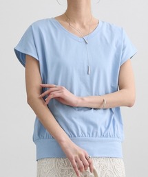 綿１００％　ＶネックフレンチスリーブＴシャツ