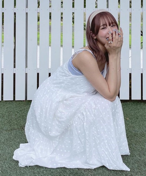 Chick(チック)の「ドット模様キャミソールワンピース(ワンピース・レディース・ホワイト・S/M)」の7枚目の写真