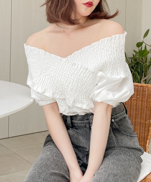 Heather（ヘザー）の「クロスシャーリングブラウス（半袖