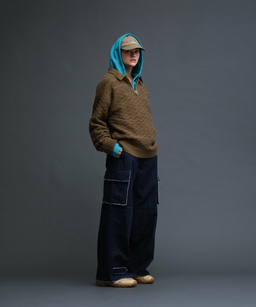 soerte オーバーサイズハーフジップジャガードニットポロ サイズ1 soerte（ソエルテ）の「Oversize half zip jacquard knit polo