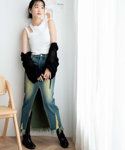 WEGO（ウィゴー）の「WEGO/カットアウトショルダータンク（タンクトップ・レディース・ブラック/ホワイト・FREE）」の9枚目の写真