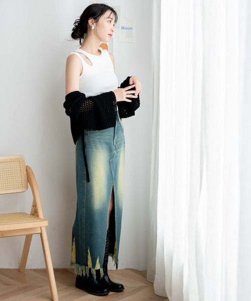 WEGO（ウィゴー）の「WEGO/カットアウトショルダータンク（タンクトップ・レディース・ブラック/ホワイト・FREE）」の4枚目の写真