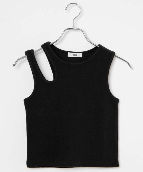 WEGO（ウィゴー）の「WEGO/カットアウトショルダータンク（タンクトップ・レディース・ブラック/ホワイト・FREE）」の5枚目の写真