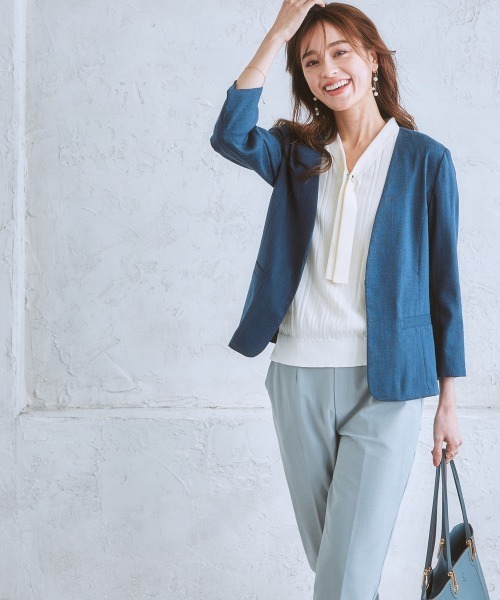 7days Life Styling(セブンデイズライフスタイリング)の「ワイドリブフレンチスリーブボウタイニット(毛玉になりにくい・UVカット・ウォッシャブル・乾きやすい)(ニット/セーター・レディース・アイボリー/ブラック/ブラウン/グレー系/ブルー・L/LL/S/M)」の13枚目の写真