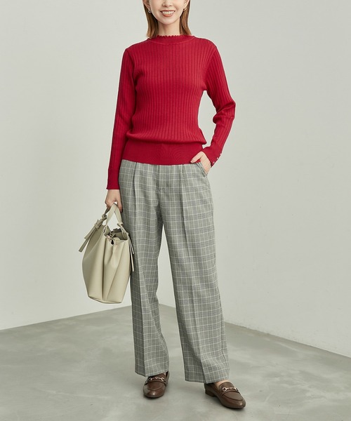 セール】BIOGRACE(R)スカラップネックリブニットプルオーバー（ニット