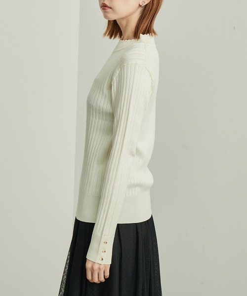 ROPE' PICNIC（ロペピクニック）の「BIOGRACE(R)スカラップネックリブニットプルオーバー（ニット/セーター・レディース・ターコイズブルー/ブラック/レッド/マスタード/キナリ・38）」の7枚目の写真