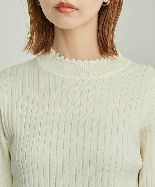 ROPE' PICNIC（ロペピクニック）の「BIOGRACE(R)スカラップネックリブニットプルオーバー（ニット/セーター・レディース・ターコイズブルー/ブラック/レッド/マスタード/キナリ・38）」の9枚目の写真